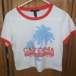 white FOREVER 21 cropped short-sleeved shirt